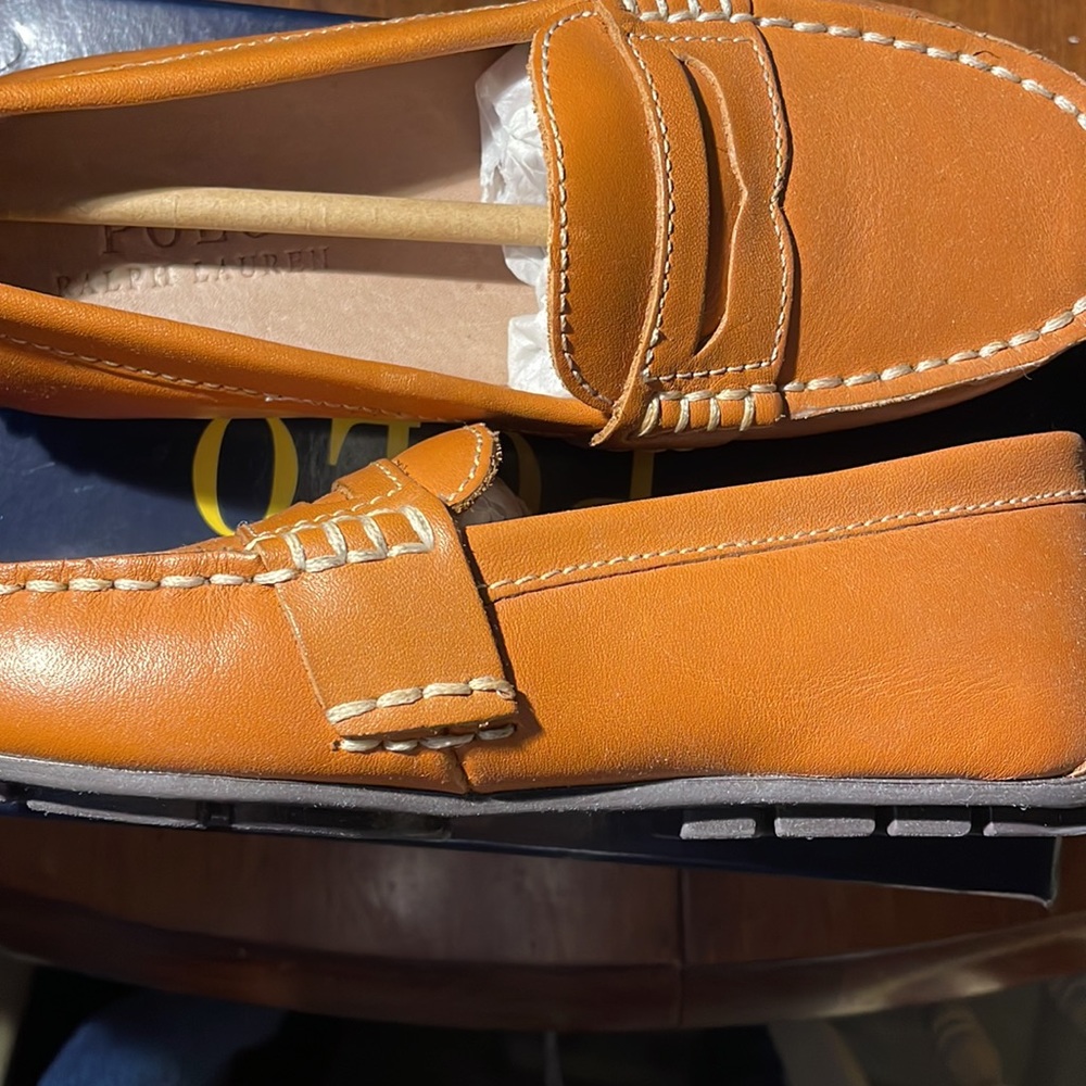 Ralph Lauren Boy's Telly Leather Loafers - Tan - Size 13 (Child)